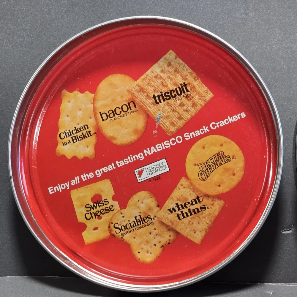 3 Nabisco Snack Mixed Crackers Round Vintage Advertising Tin Sociables Chicken,